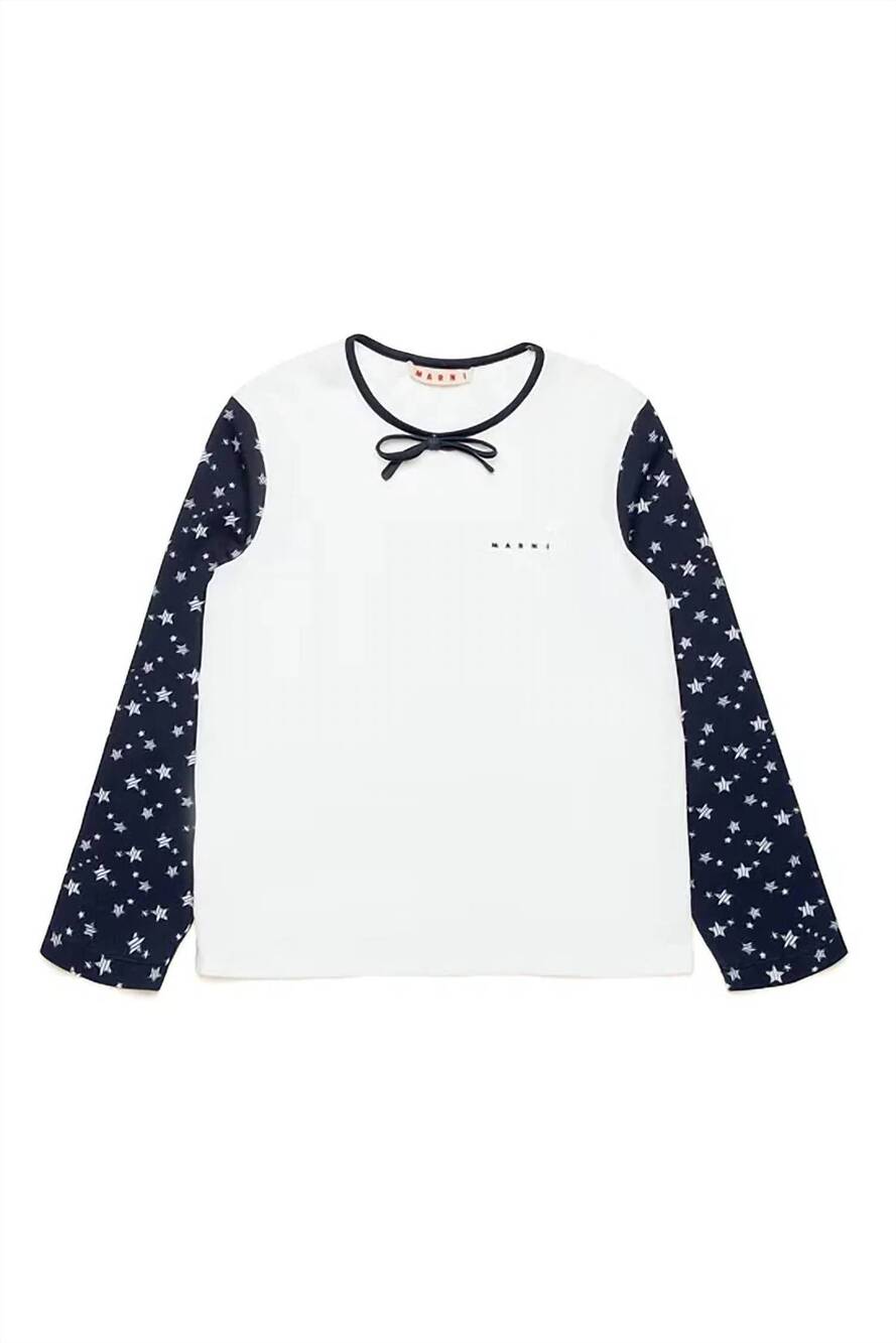 NEW MARNI girls stardust graphic long-sleeve t-shirt in white